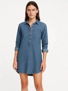 J.Crew women's blue long-sleeve chambray denim shirt dress